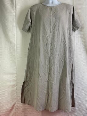 Audate Gray/Beige Linen Blend Tunic Dress Size XL